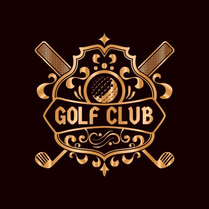 标语详细复古金色高尔夫标志Logo模板BrandingGolfLogo