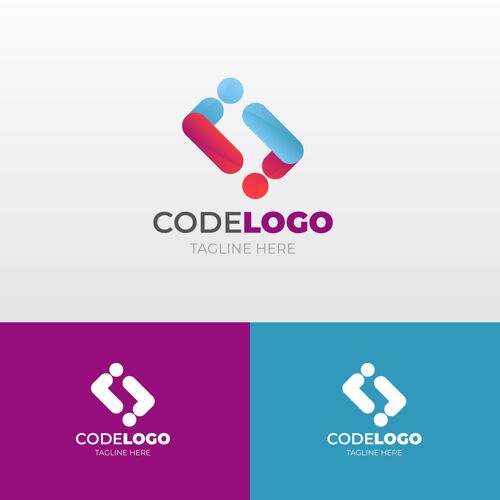 代码徽标梯度代码标志与标语编程品牌标语