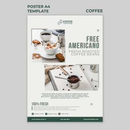 能量美式咖啡海报模板香气咖啡因商店