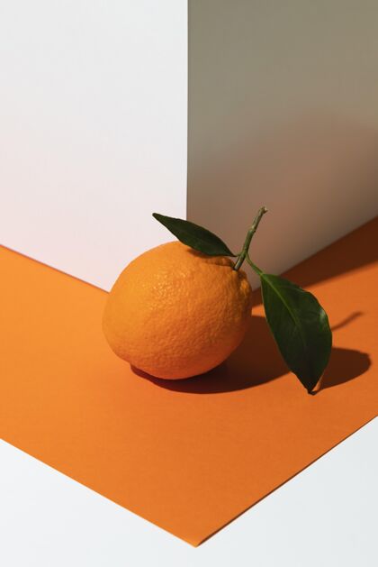 鲜亮高角度的橙色旁边的角落水果甜点健康