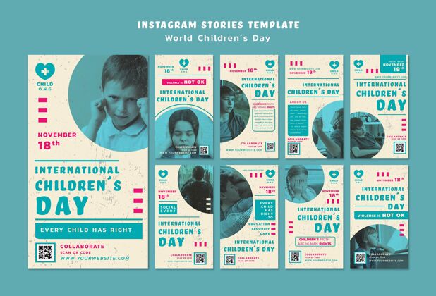 收藏儿童节instagram故事模板儿童节国际社交媒体
