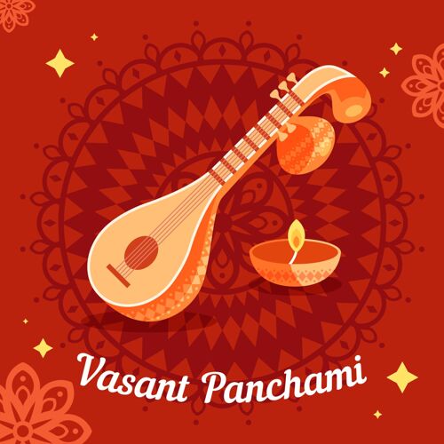 节日Vasantpanchami与veena仪器的插图节日插图春天