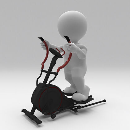 肌肉3d变形人在踏步机上练习渲染健身男人
