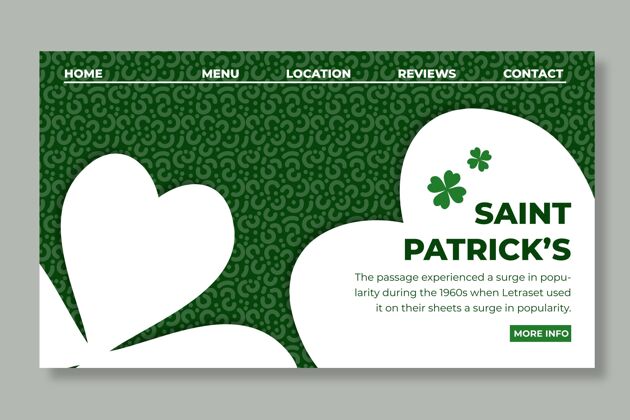 传统平面设计圣帕特里克节登陆页三叶草网页模板圣帕特里克圣帕特里克