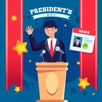 政治平面设计总统节插画选举节日