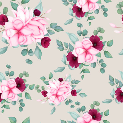 植物美丽的无缝图案花卉设计开花墙纸春天