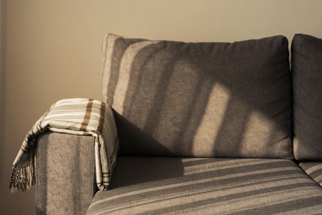 Ncov客厅里有阴影的沙发防护健康沙发
