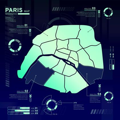 梯度渐变巴黎地图信息图信息图选项国家