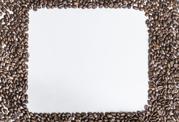 咖啡豆顶视图咖啡豆与复制空间芳香酿造