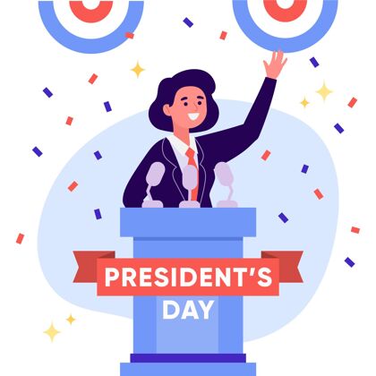 二月平面设计总统节插画美国政治