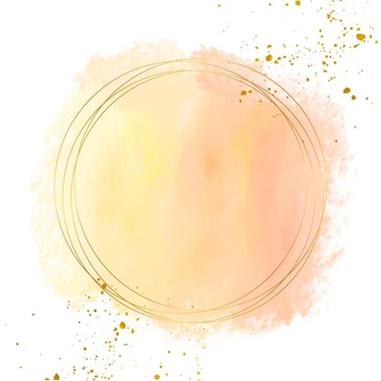 水彩粉彩水彩画与黄金框架金色抽象框架