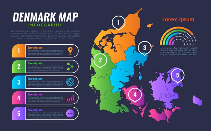 过程渐变丹麦地图信息图数据信息选项