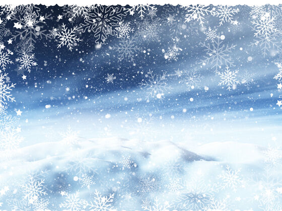 闪光圣诞背景与雪景和雪花边界新年闪光灯光