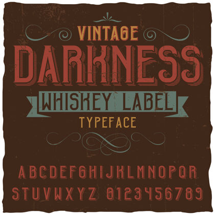 饮料复古黑暗威士忌标签设计黑色威士忌