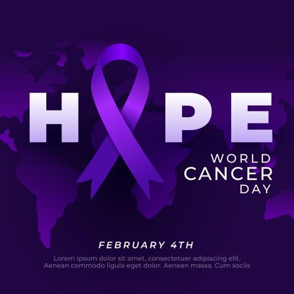 渐变梯度世界癌症日插图与丝带世界癌症日疾病插图