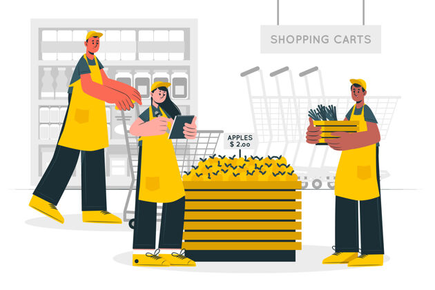 团队超市工人概念图商店生意购物