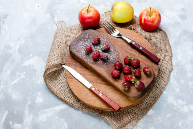 水果顶视图苹果和草莓新鲜水果浅表水果浆果新鲜酸维生素树苹果生的可食用水果