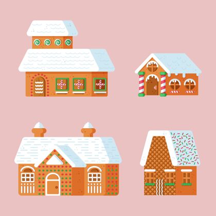 圣诞节平面设计姜饼屋系列公寓设计快乐假日快乐