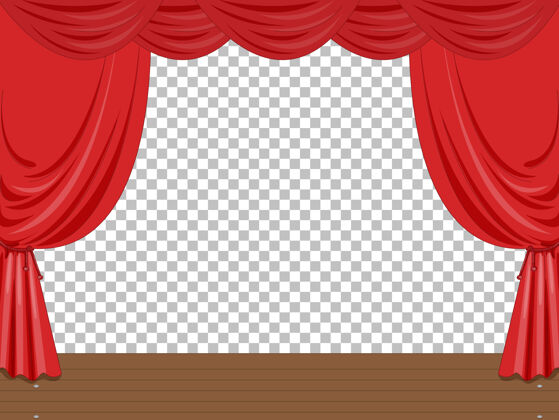 窗帘红色透明窗帘的空舞台插画空舞台透明