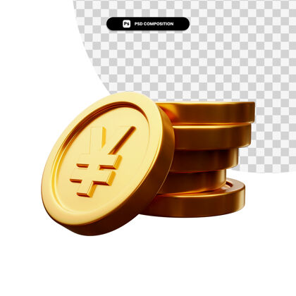 货币一堆金币在3d渲染隔离金融货币硬币