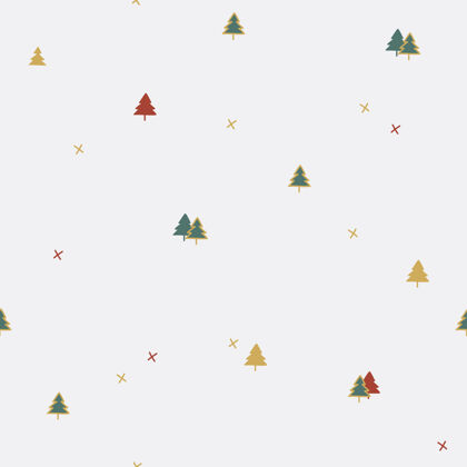 季节圣诞松树无缝图案五颜六色墙纸诺埃尔
