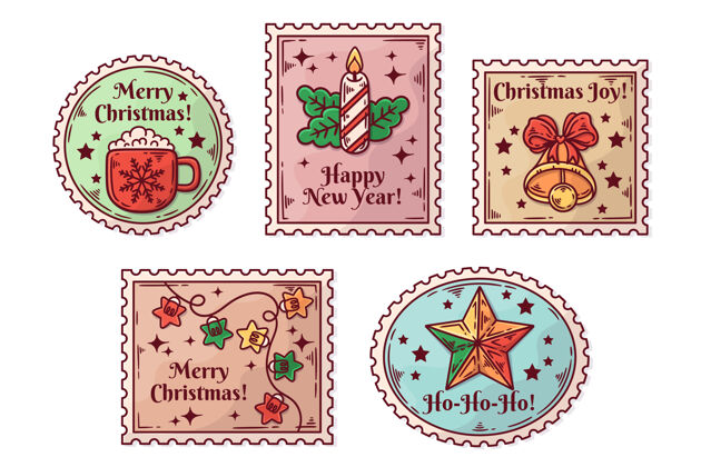 事件手绘圣诞集邮节日传统邮票