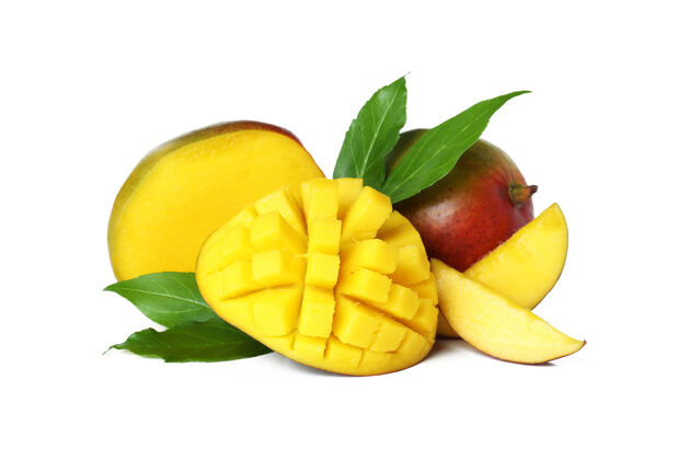 甜点成熟的芒果隔离在白色芒果对象新鲜