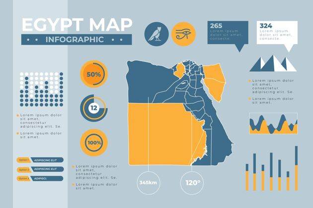 数据平面设计埃及地图信息图图形平面演示