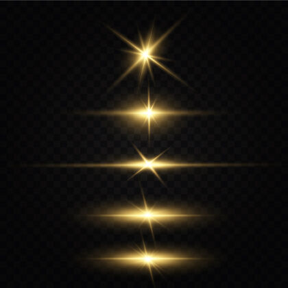 金色闪亮的金星光效果眩光闪光爆炸金光透明闪亮明亮