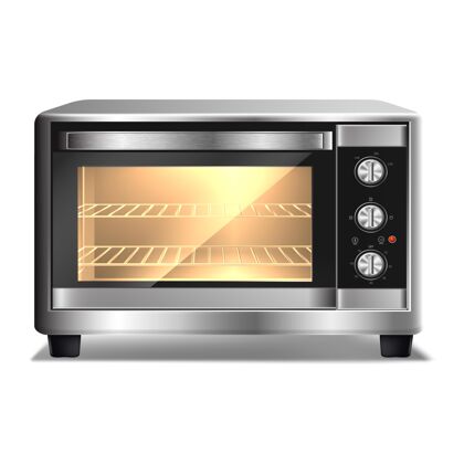 厨具微波炉与光隔离在白色背景厨房电器内现代计时器器具