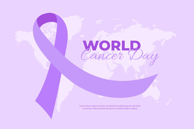 诊断扁平的世界癌症日紫丝带紫色保健丝带