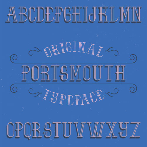 标题复古标签字体名为朴茨茅斯覆盖排版符号