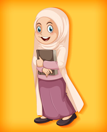 伊斯兰教拿着书的女孩乐趣人女人