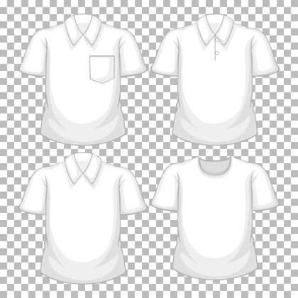 套装一套不同的白衬衫隔离在透明的背景上模型衬衫空