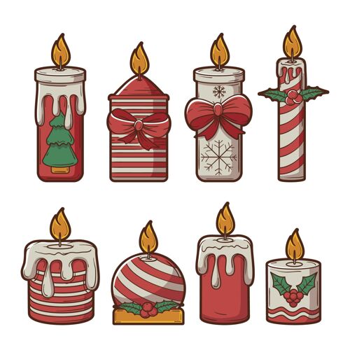 传统手绘圣诞蜡烛系列手绘十二月冬天
