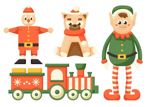季节平面设计圣诞玩具系列节日十二月冬天