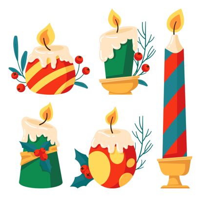 冬天平面设计圣诞蜡烛系列季节事件蜡烛
